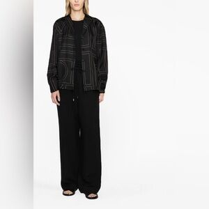 Toteme Press-Creased Drawstring Lyocell Linen Trousers Size 32